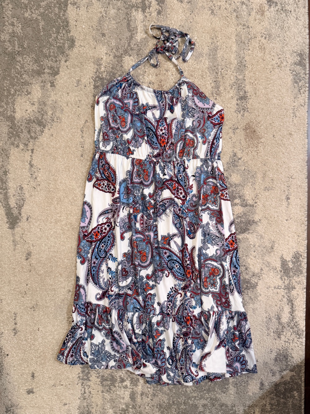 Vava by Joy Han Paisley Print White Dress and  ties around the neck